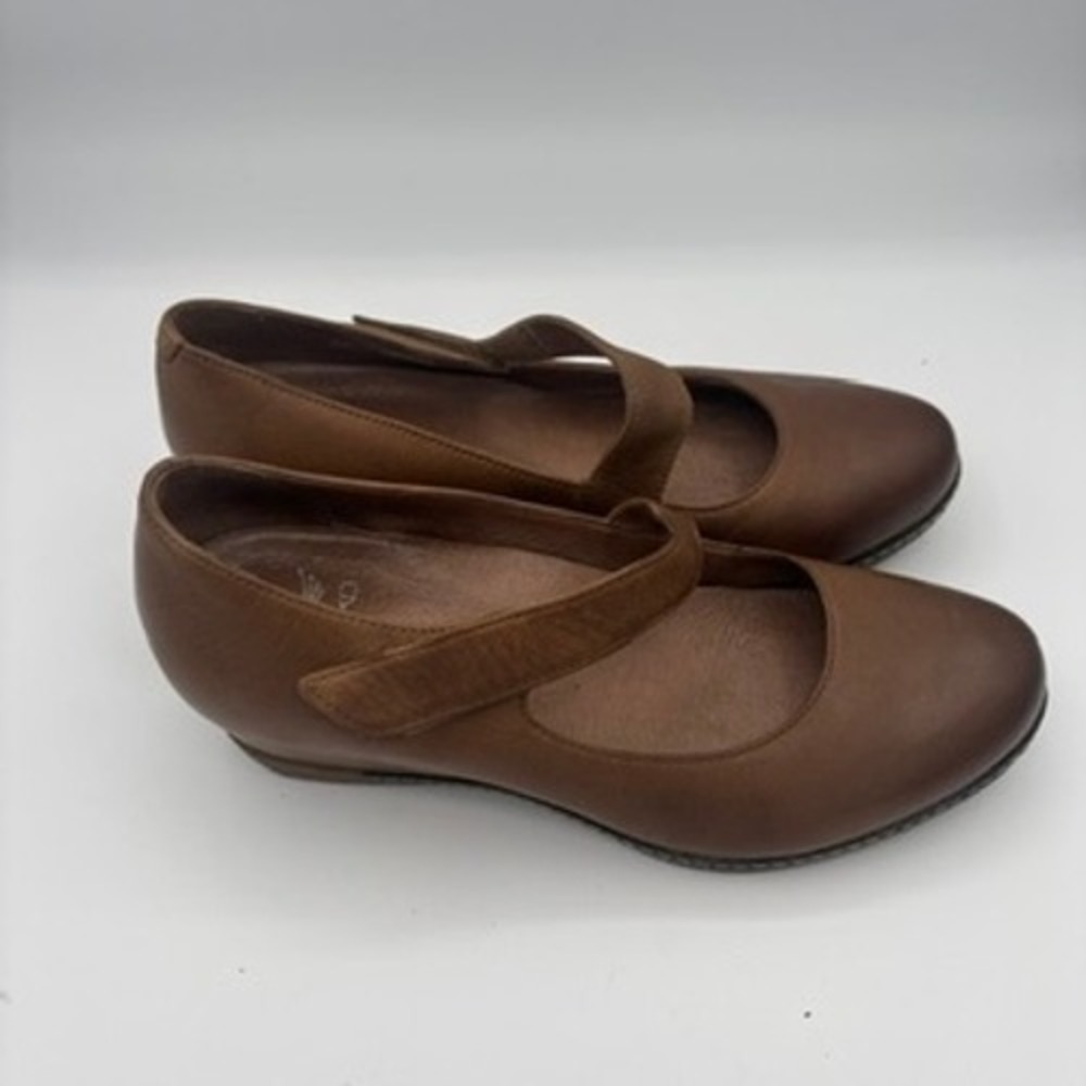 Dansko Lanie Mary Jane Women Sz 38 Brown Leather Wedge Comfort Shoes - Picture 2 of 14